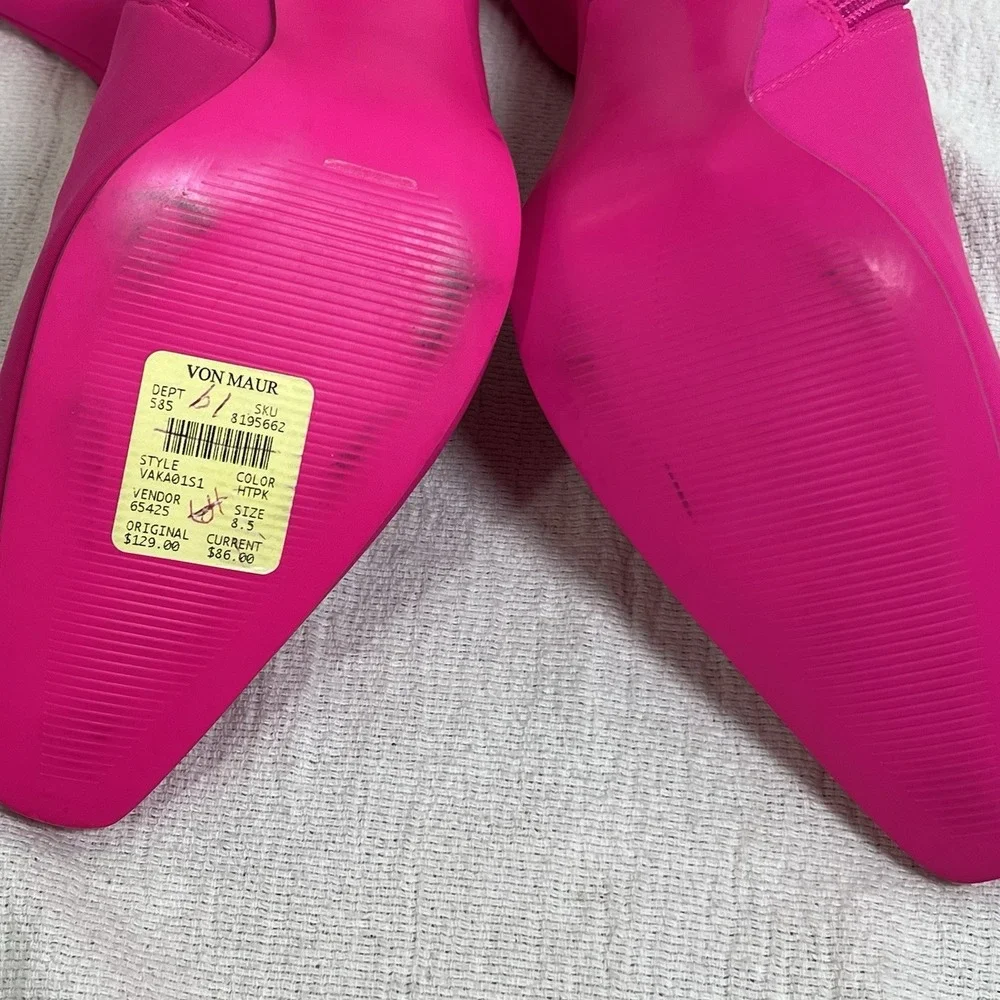 STEVE MADDEN Womens Pink Stretch Pointed Toe Zip-Up Booties 8.5 M Boots Mob Wife